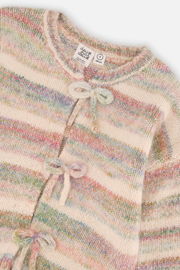 Knitted Cardigan Mauve And Blue Knitwear - J20KT31_2J310