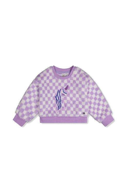 Faux Fur Top Lilac And White Tiles - J20L30_2J292