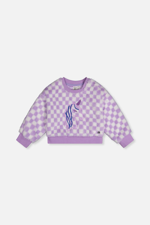 Faux Fur Top Lilac And White Tiles - J20L30_2J292