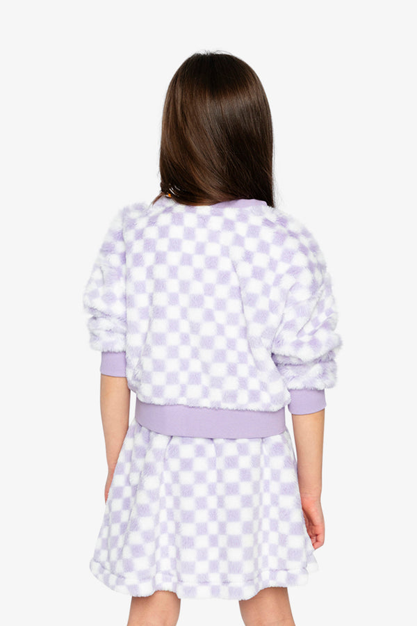 Faux Fur Top Lilac And White Tiles - J20L30_2J292