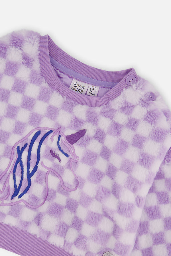 Faux Fur Top Lilac And White Tiles - J20L30_2J292