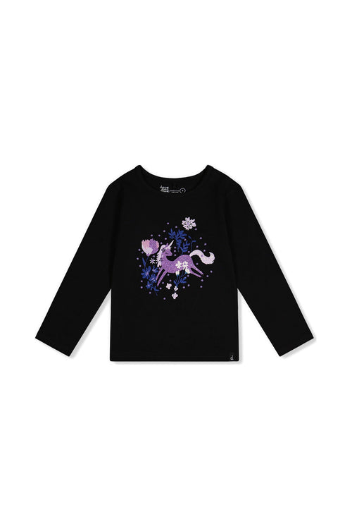Organic Cotton Jersey T-Shirt Black And Mauve - J20L70_09990
