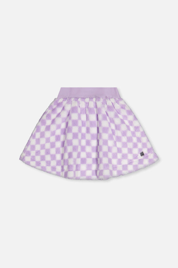 Faux Fur Skirt Lilac And White Tiles - J20L80_2J292