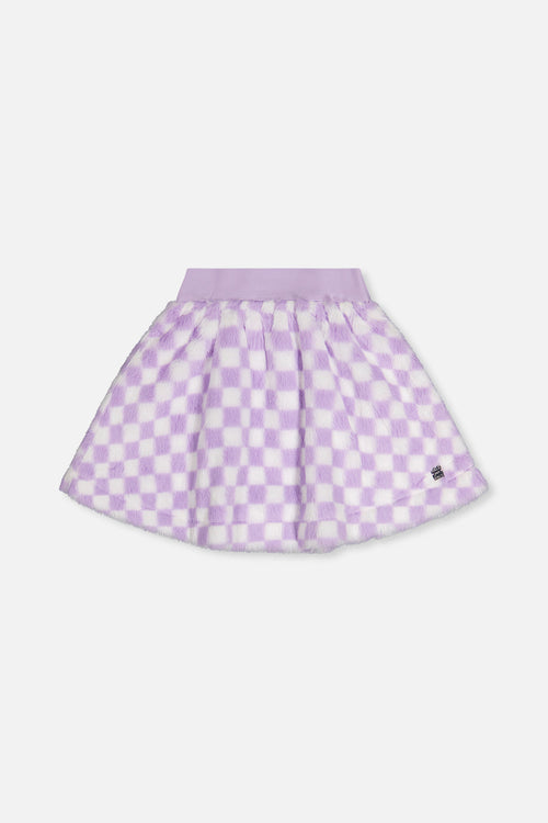 Faux Fur Skirt Lilac And White Tiles - J20L80_2J292