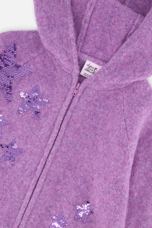 Hooded Knitted Cardigan Violet - J20LT31_05130
