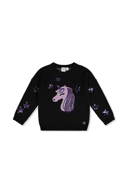 Knitted Sweater Black And Mauve - J20LT34_09990