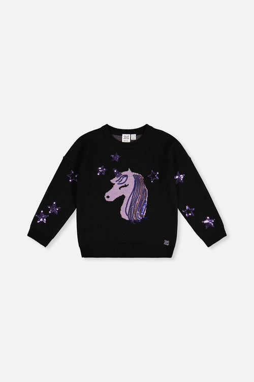 Knitted Sweater Black And Mauve - J20LT34_09990