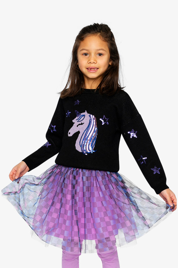 Knitted Sweater Black And Mauve - J20LT34_09990