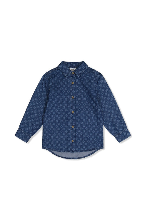Chambray Shirt Blue Smiley Print - J20M15_2J315