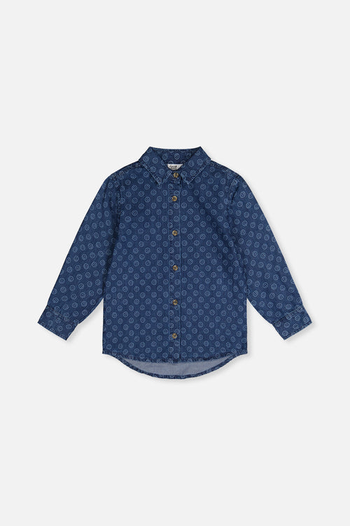 Chambray Shirt Blue Smiley Print - J20M15_2J315
