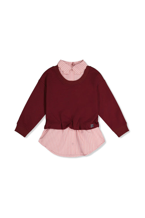 Fake Two Layer Sweater Reddish-Brown - J20M31_07001