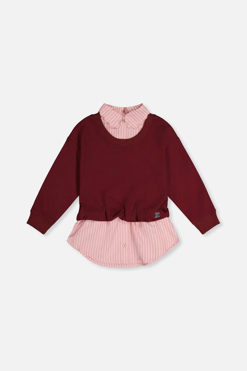 Fake Two Layer Sweater Reddish-Brown - J20M31_07001
