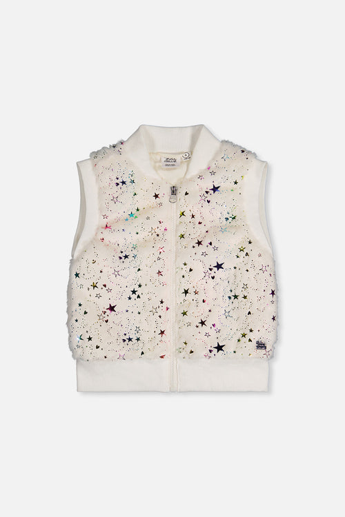 Faux Fur Sleeveless Vest Multicolored Star - J20M32_2J318