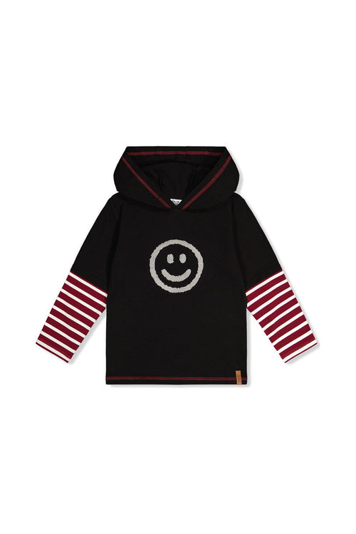 Fake Double Sleeve Hooded Shirt Royal Blue And Red - J20M72_04990
