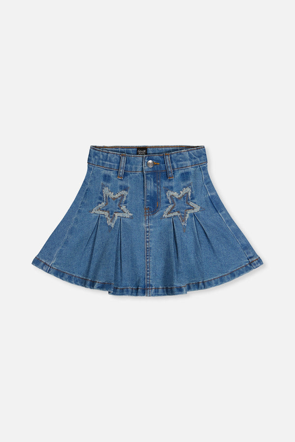 Pleated Skirt Navy Blue Denim - J20M80_01230