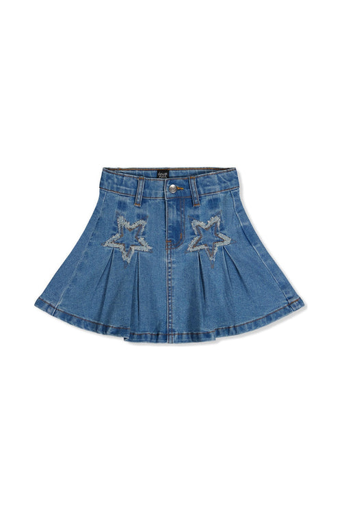 Pleated Skirt Navy Blue Denim - J20M80_01230