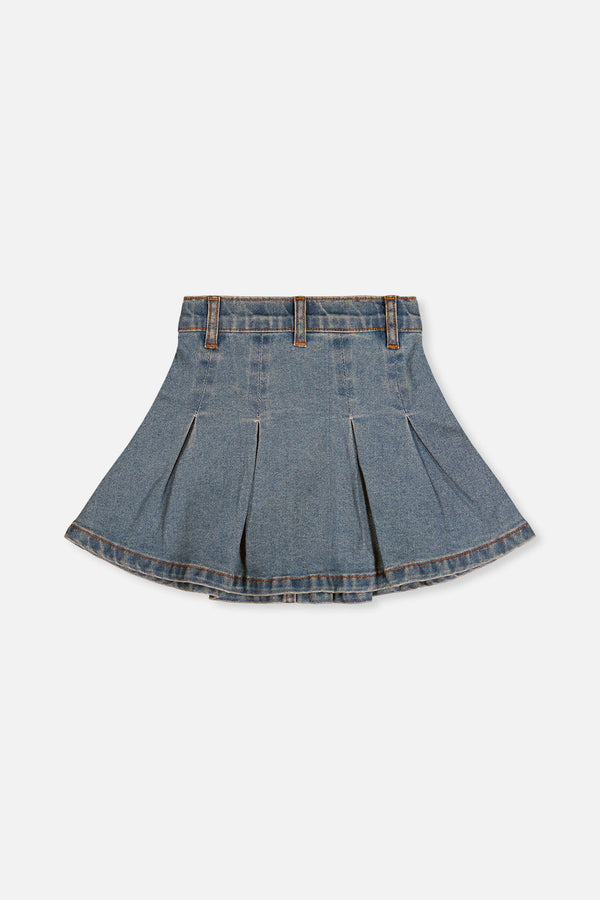 Pleated Skirt Navy Blue Denim - J20M80_01230