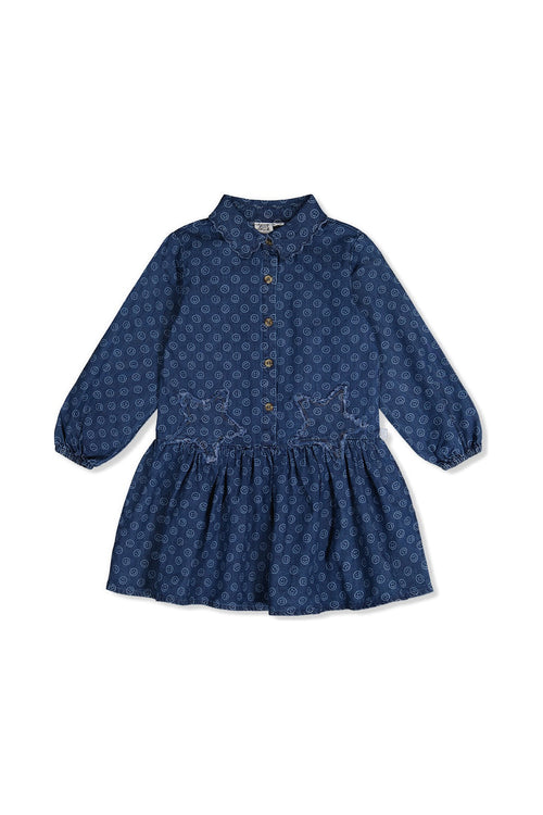 Shirt Dress Blue Smiley Print - J20M85_2J315