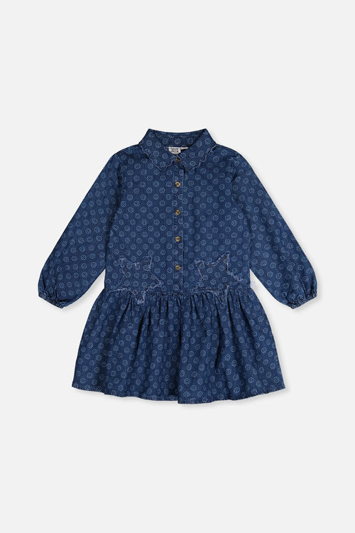 Shirt Dress Blue Smiley Print - J20M85_2J315