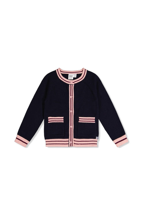 Knitted Cardigan Royal Blue And Pink - J20MT30_04990