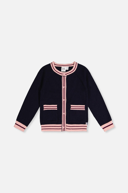 Knitted Cardigan Royal Blue And Pink - J20MT30_04990