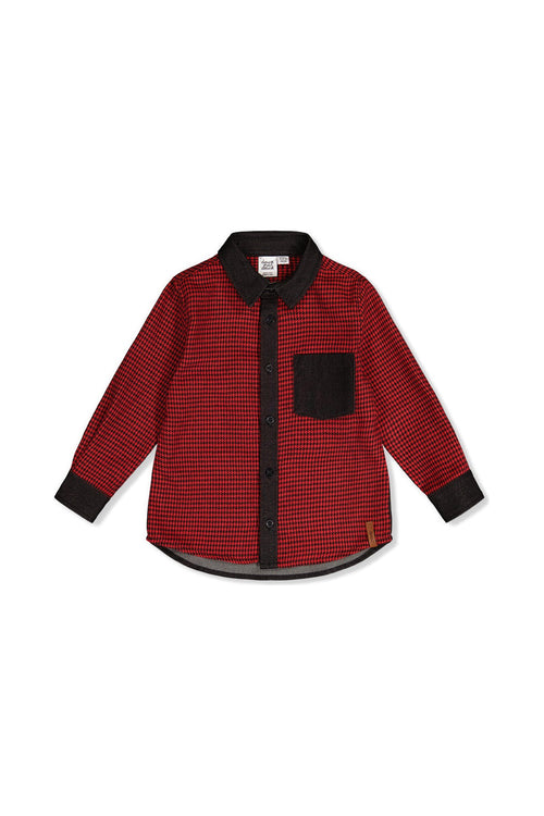 Button Down Shirt Black And Red Houndstooth - J20OB15_2J313