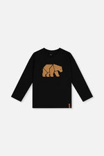 Organic Cotton Jersey T-Shirt Black And Beige - J20OB70_09990