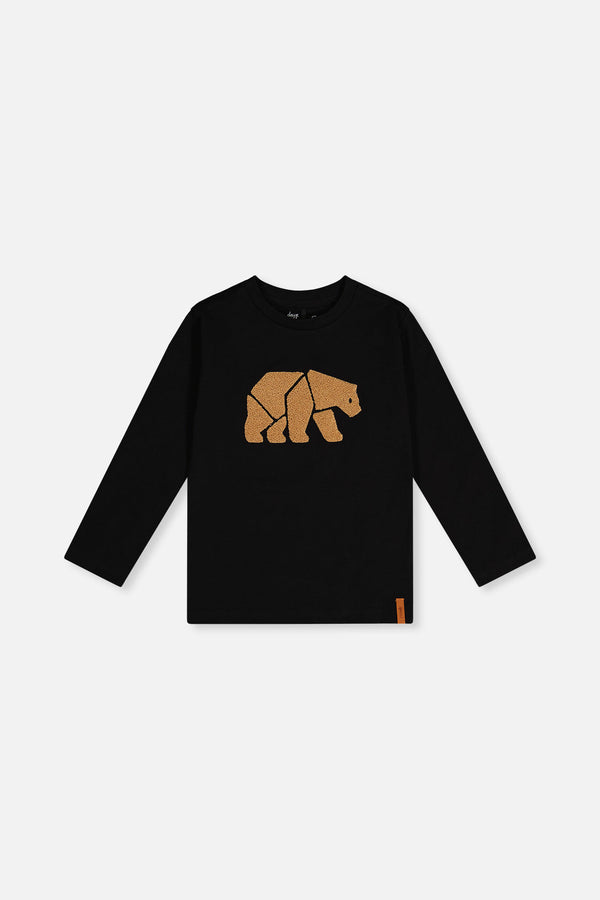 Organic Cotton Jersey T-Shirt Black And Beige - J20OB70_09990