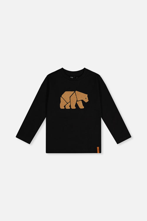 Organic Cotton Jersey T-Shirt Black And Beige - J20OB70_09990