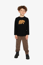 Organic Cotton Jersey T-Shirt Black And Beige - J20OB70_09990