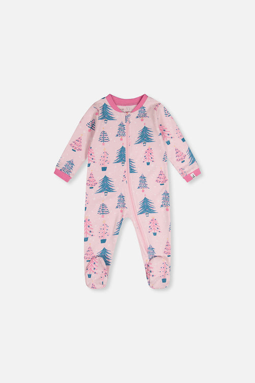Baby Organic Cotton One Piece Pajama Pink Tree Print - J20PA40_2J224