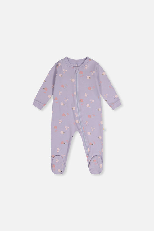 Baby Organic Cotton One Piece Pajama Purple Hedgehog Print - J20PA40_2J236