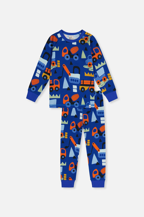 Organic Cotton Two Piece Pajama Set Blue Truck Print - J20PB10_2J225