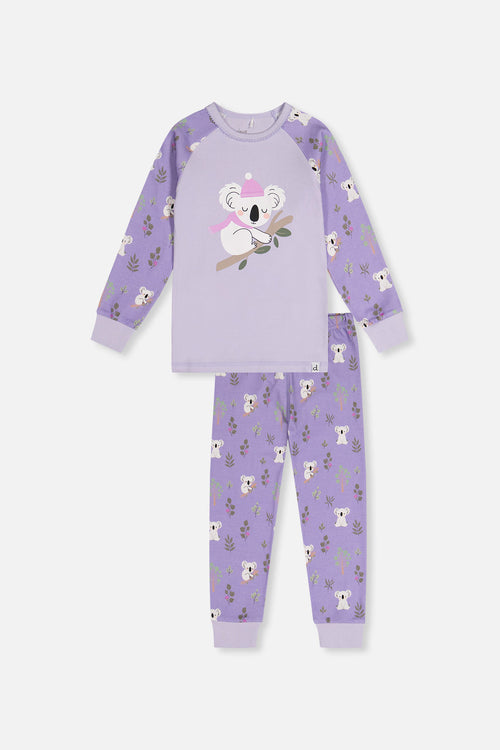 Organic Cotton Two Piece Pajama Set Purple Koala Print - J20PG10_2J220