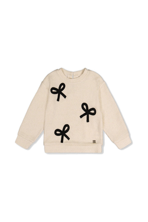 Sweatshirt With Bows Beige And Black - J20Q32_01010