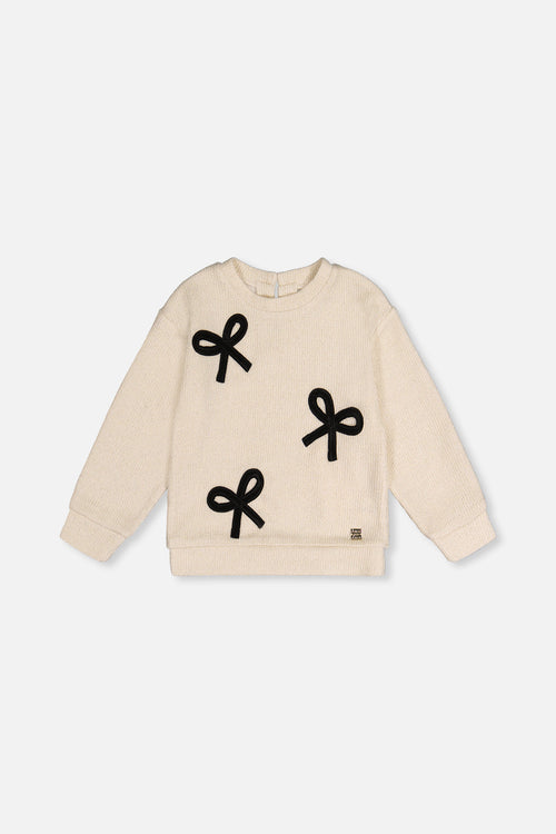 Sweatshirt With Bows Beige And Black - J20Q32_01010