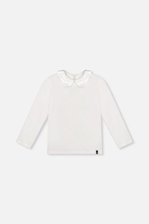 Organic Cotton T-Shirt With Peter Pan Collar Off-White