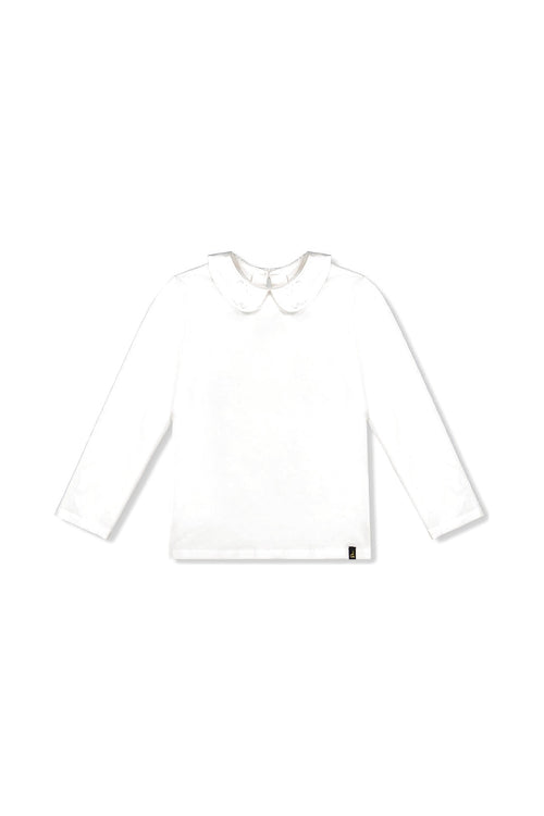 T-shirt en coton biologique avec col claudine blanc cassé