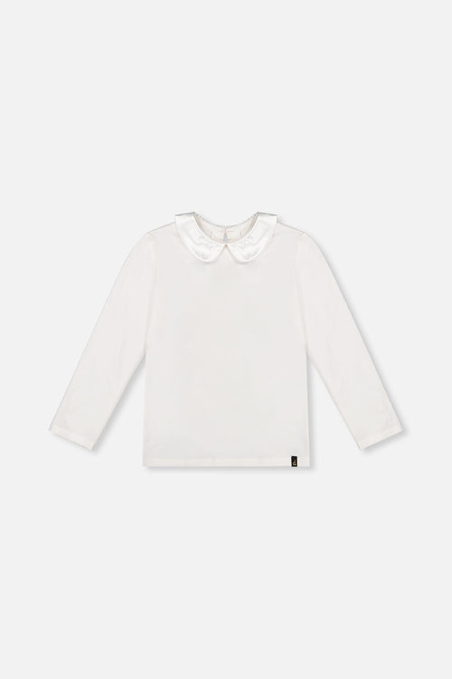 Organic Cotton T-Shirt With Peter Pan Collar Off-White