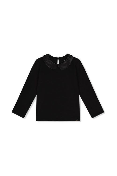 Organic Cotton T-Shirt With Peter Pan Collar Black - J20Q70_09990