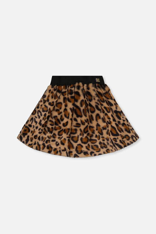 Faux Fur Skirt Brown Leopard Print - J20Q80_2J303