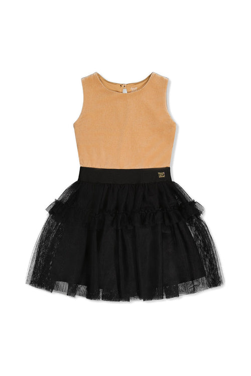 Bi-Material Sleeveless Dress Beige And Black - J20Q85_01160