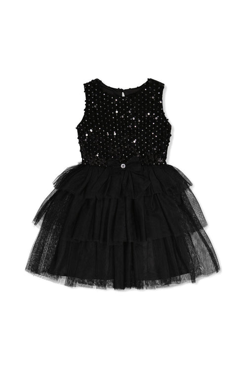 Bi-Material Sleeveless Dress Black - J20Q86_09990