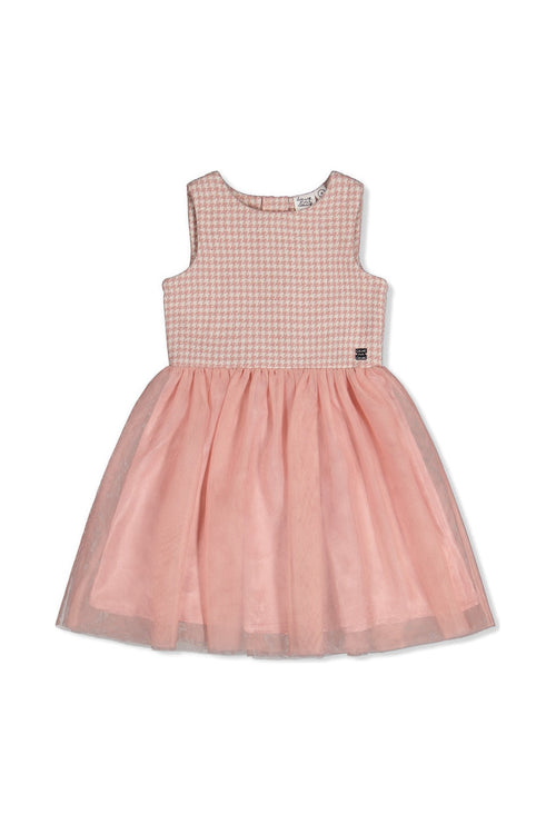 Bi-Material Sleeveless Dress Pink Houndstooth - J20Q97_2J308