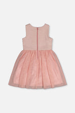 Bi-Material Sleeveless Dress Pink Houndstooth - J20Q97_2J308