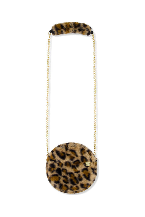 Faux Fur Shoulder Bag Brown Leopard Print - J20QA_2J303