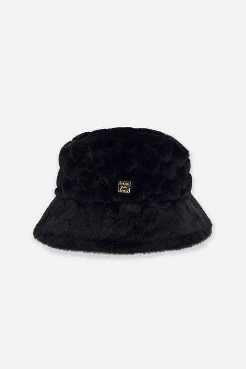 Chapeau cloche en fausse fourrure noir