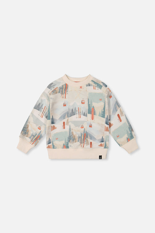 Fleece Sweatshirt Beige Ski Print - J20S30_2J265