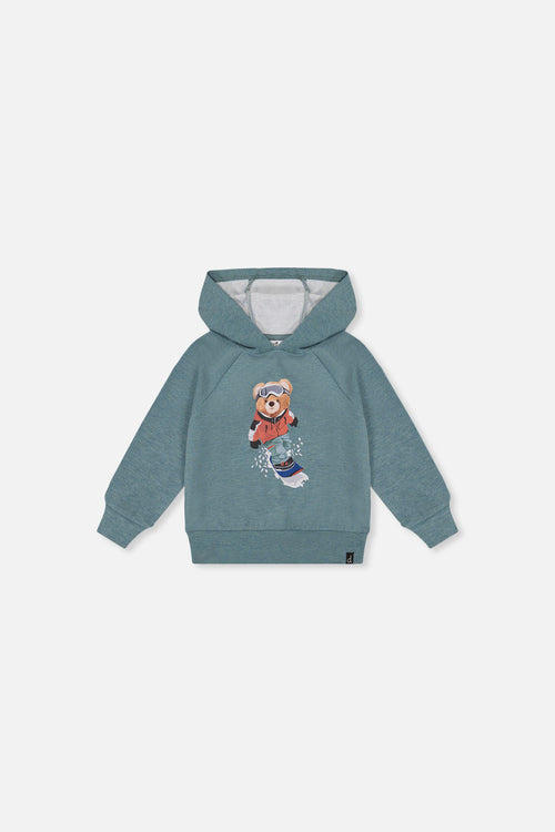 Sweat à capuchon avec impression turquoise pâle pour bébé