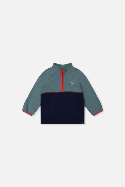 Haut à col montant zippé turquoise pâle pour bébé